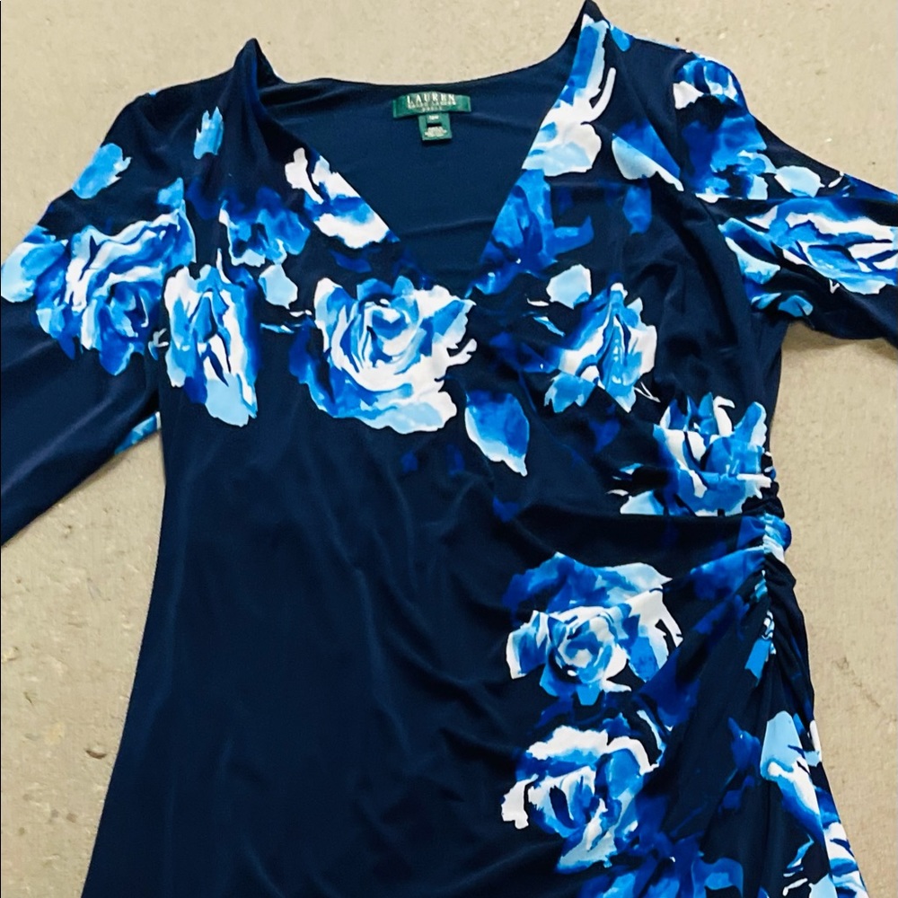 Ralph Lauren floral blue dress sz16 NWT